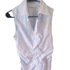 New York & Co | Blue Checkered Sleeveless Shirt | 18 ptp
